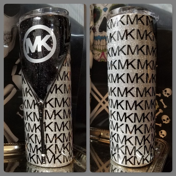 Michael Kors Dining Mk Black Silver 2oz Stainless Steel Tumbler Poshmark